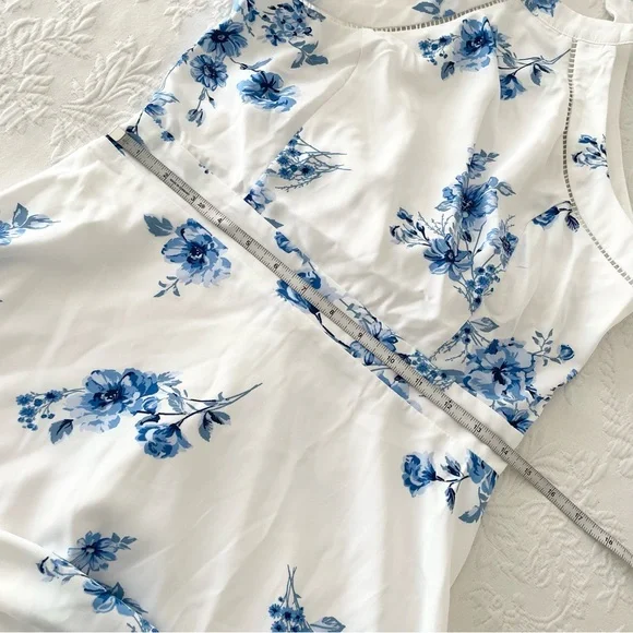 Lulu's White and Blue Floral Midi Dress - Picture 8 of 9